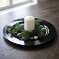 Plateau décoratif noir brillant en plastique Ø28cm H2cm | Floristik24.fr