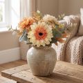 Gerbera artificielle apricot 11 cm sur tige 50 cm | Floristik24.fr