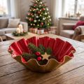 Coupe décorative métal rouge et or Ø12,5cm H4cm | Floristik24.fr