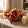 Grappe de raisin artificielle rouge 15 cm avec feuilles décoratives | Floristik24.fr