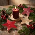 Étoiles décoratives en bois rainuré Rouge et Naturel 11 cm – Lot de 3 | Floristik24.fr
