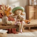 Figurine Kantenhocker Fille Souriante avec Chien en Résine - H 9,5 cm | Floristik24.fr