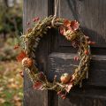 Demi-couronne décorative en branches et mousse Ø33 cm pour porte, table et mur | Floristik24.fr