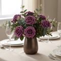 Lot de 18 roses artificielles en mousse mauve Ø7,5 cm avec tige flexible | Floristik24.fr