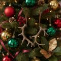 Lot de 6 décorations murales en forme de bois de cerf, 13-15 cm, résine, tons bruns et dorés | Floristik24.fr