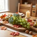 Grappes de Raisin Artificielles Vertes avec Feuilles pour Décoration | Floristik24.fr