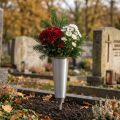 Vase en Plastique Argenté avec Pique 33 cm | Floristik24.fr
