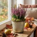 Cache-pot en métal doré avec décor de feuilles d’automne Ø14cm H12,5cm | Floristik24.fr