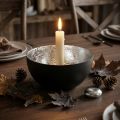 Bougeoir rond noir et argent pour bougies Ø10cm H5cm | Floristik24.fr