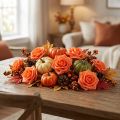 Roses en mousse orange Ø 10 cm - Lot de 8 | Floristik24.fr