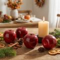 Lot de 6 pommes décoratives rouges en plastique laqué Ø8 cm | Floristik24.fr