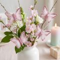 Papillons décoratifs à clip en plumes rose et blanc 5x4,5 cm - Lot de 4 | Floristik24.fr