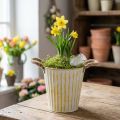 Pot en métal jaune avec poignées en corde style Shabby Chic Ø18cm H17,5cm | Floristik24.fr