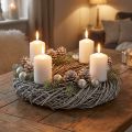 Couronne décorative en branches de pin Ø40 cm aspect Shabby Chic | Floristik24.fr