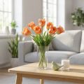 Tulipe artificielle perroquet orange et jaune 63 cm | Floristik24.fr