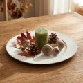 Assiette décorative ronde en plastique rétro blanc marron brillant Ø30cm | Floristik24.fr