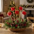 Piques décoratives Noël paquets rouges 2,5 cm - Lot de 15 | Floristik24.fr