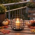 Lanterne de jardin noire avec anse et photophore en verre Ø17cm H15cm | Floristik24.fr