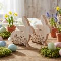 Set de 2 lapins en bois décoratif motif fleurs 24×24 cm | Floristik24.fr