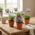 Lot de 12 piques décoratifs cœur en bois motif lilas 30 cm | Floristik24.fr