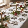 Lot de 72 flocons en bois 4 cm couleur or clair avec paillettes | Floristik24.fr