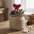 Cache-pot déco en céramique gris métallique et brun 14×14 cm | Floristik24.fr