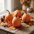 Lot de 4 citrouilles décoratives orange et jaune Ø9 cm | Floristik24.fr