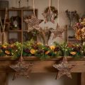 Étoiles décoratives à suspendre en écorce de pin - Lot de 4 - 15 cm | Floristik24.fr
