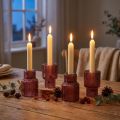 Lot de 4 bougeoirs en verre nervuré couleur berry, H 8 cm | Floristik24.fr