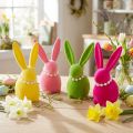 Figurines Lapins de Pâques avec Collier de Perles, Lot de 4, 13 cm, Couleurs Vives | Floristik24.fr