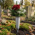 Vase en plastique argenté 28,5 cm avec pointe pour composition florale | Floristik24.fr