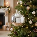 Boule de Noël argentée en plastique Ø14 cm | Floristik24.fr