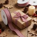 Ruban cadeau à carreaux bordeaux, 8-25 mm, 20 m | Floristik24.fr