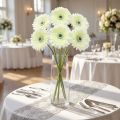 Lot de 6 gerberas artificiels blancs avec tige 62 cm | Floristik24.fr