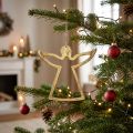 Suspension décorative ange doré en métal avec cordon cuir 15×16,5 cm | Floristik24.fr