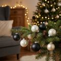 Boules de Noël en verre noir, argenté et nacré Ø6cm H6,5cm - Lot de 24 | Floristik24.fr