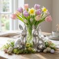 Duo de lapins décoratifs assis argentés style vintage – H13 cm | Floristik24.fr