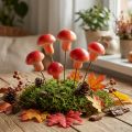 Champignons décoratifs sur fil de fer, rouges, décoration d'automne, à coller, 7 cm, 24 pièces | Floristik24.fr