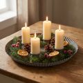 Tête décorative en métal gris avec 4 porte-bougies, Ø 25 cm | Floristik24.fr