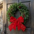 Nœud décoratif rouge étoiles de Noël extérieur 21 cm 2 pièces | Floristik24.fr