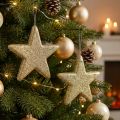 Lot de 4 étoiles décoratives dorées pailletées 18,5 cm | Floristik24.fr