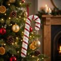 Décoration sucre d'orge rouge et blanc H34 cm | Floristik24.fr