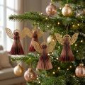 Lot de 4 anges en papier alvéolé bicolores rouge rose, 12 cm, décorations de Noël | Floristik24.fr