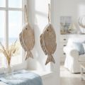 Duo de poissons décoratifs en bois à suspendre 21 cm – Blanc et naturel | Floristik24.fr