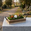 Plateau décoratif en bois avec poignées, naturel et noir, 25 × 12,5 × 5 cm | Floristik24.fr