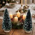 Sapins décoratifs enneigés H13 cm Ø5,5 cm - Lot de 2 | Floristik24.fr