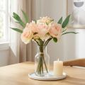 Bouquet de fleurs artificielles avec pivoines, roses et eucalyptus, 32 cm | Floristik24.fr