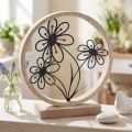 Déco florale en bois et métal – Cercle H19cm | Floristik24.fr