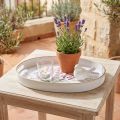 Plateau décoratif lavande en plastique blanc avec bord doré 39×27,5cm | Floristik24.fr