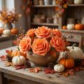27 Roses en Mousse Orange Ø6cm avec Tiges en Fil - Décoration Florale | Floristik24.fr